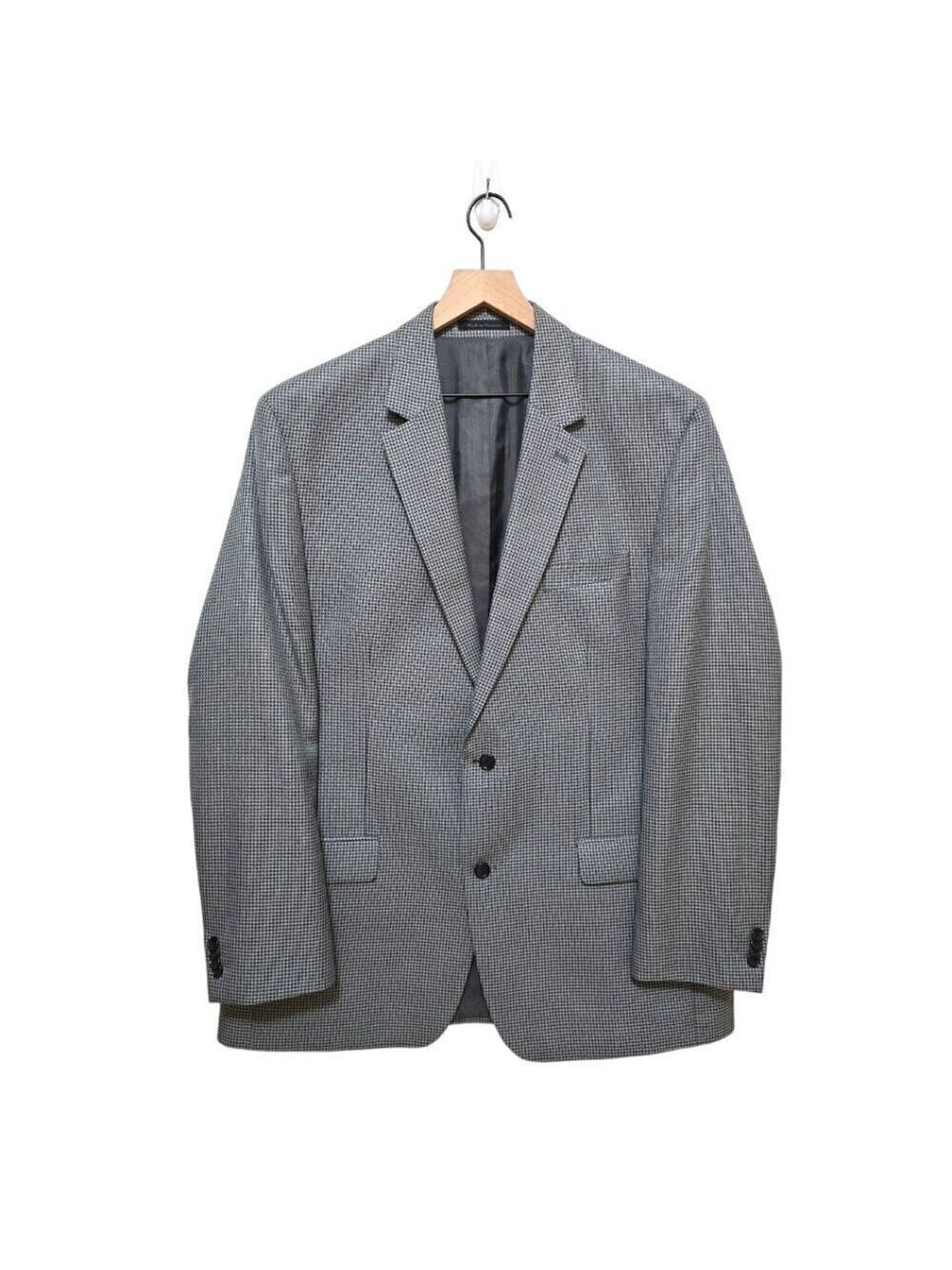 Michael Kors Black & White Rayon Blend Mini Check Single Breasted Blazer Sz 46L